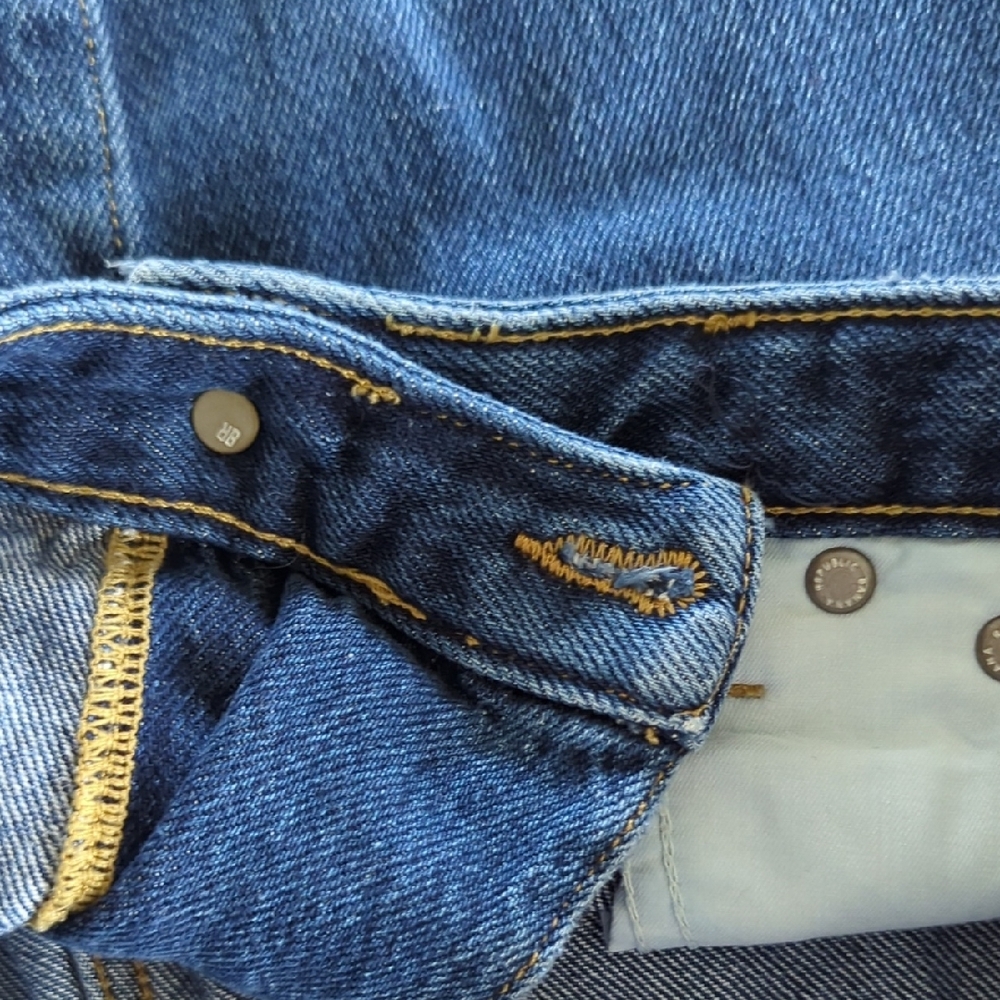 Banana Republic Blue Denim Midi Jean Skirt with Contrast Topstitching - Picture 6 of 16